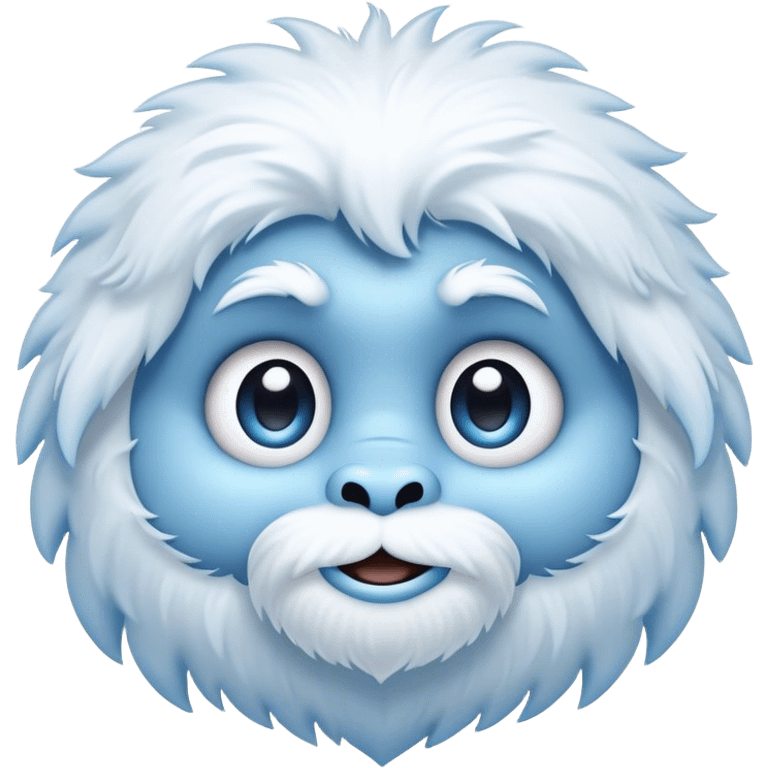 Cinematic Cute Yeti Portrait Emoji, with a charming, small, fluffy form in soft snowy whites and cool blues, featuring big, innocent eyes and a shy, gentle smile, simplified yet irresistibly endearing, highly detailed with a soft glowing outline that captures the whimsical charm of a friendly yeti ready for a cuddle! emoji