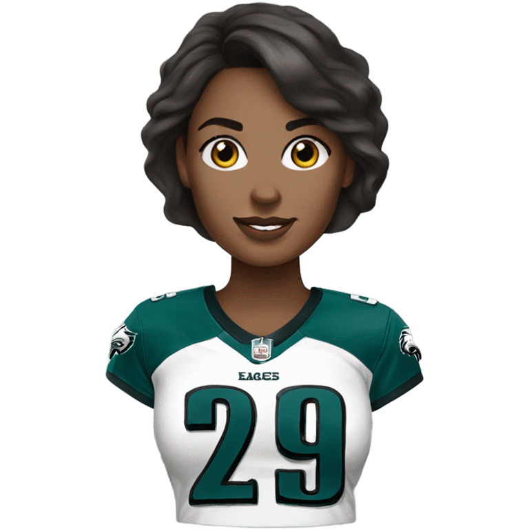  White female brunette wearing Philadelphia Eagles jersey emoji