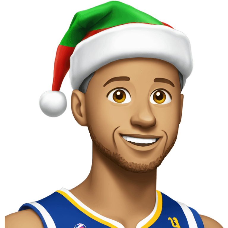 Stephen curry wearing Christmas hat emoji