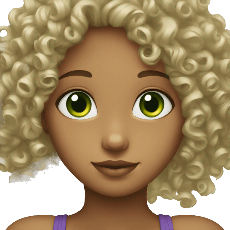 Curly girl with green eyes emoji