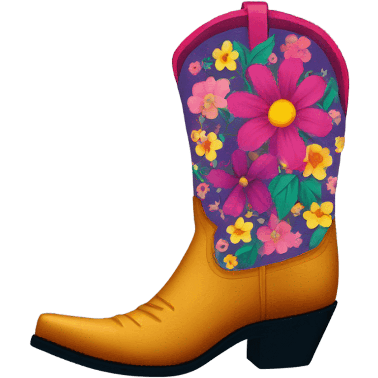 vibrant floral cowboy boot emoji