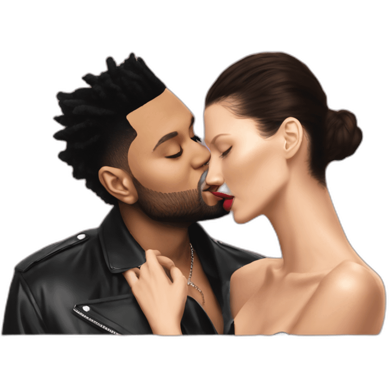 the weeknd kissing bella hadid emoji