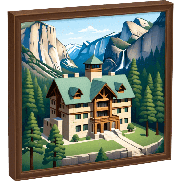 The Ahwahnee Lodge, Yosemite national park, isometric exterior view  emoji