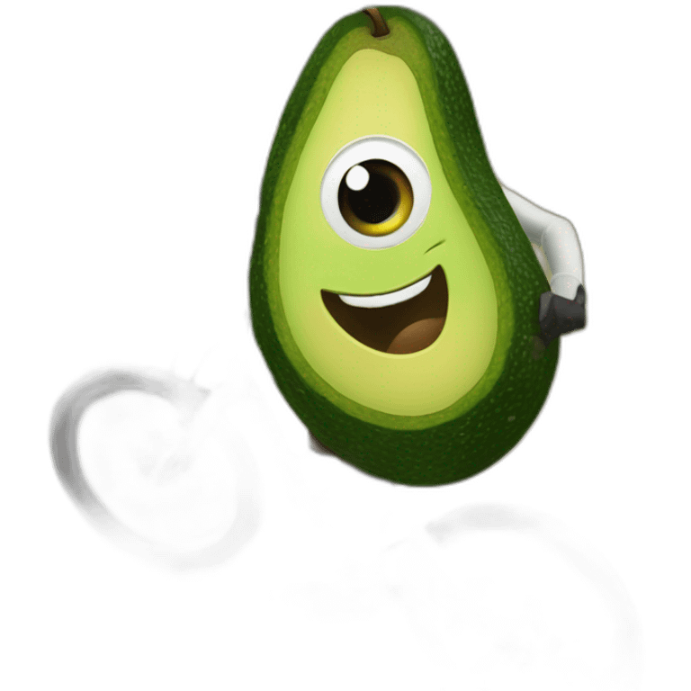 Anthropomorphic avocado on a MTB emoji