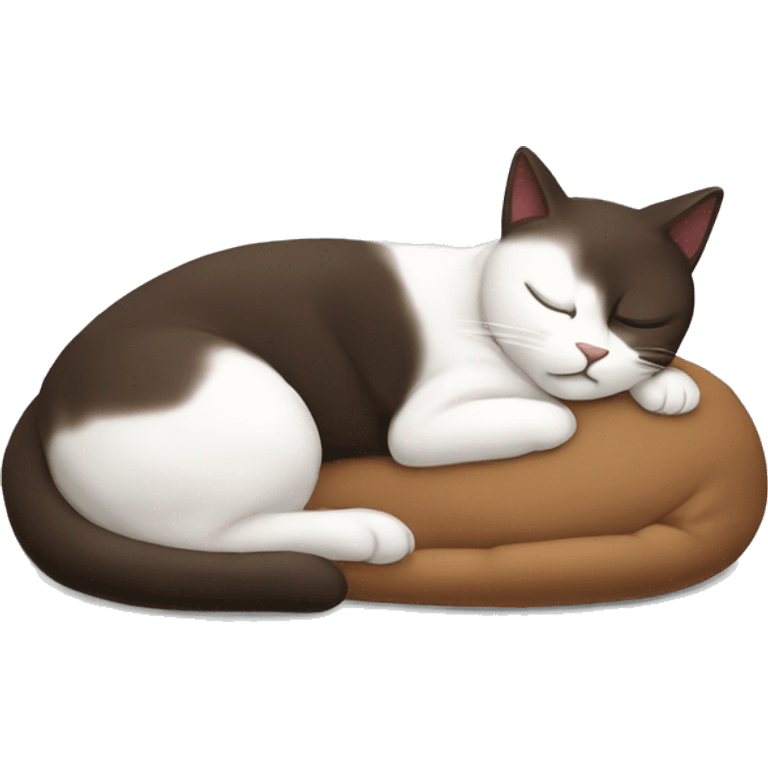 Sleeping white and dark brown cat emoji