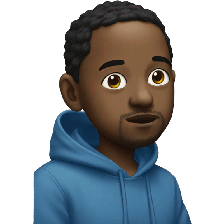 Kendrick Lamar sending kisses wearing blue hoodie emoji