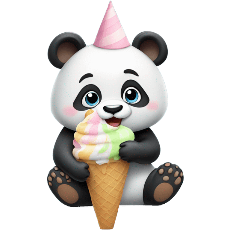 Panda eating ice cream emoji