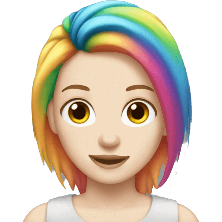 Emma Myers with rainbow hair pale skin emoji