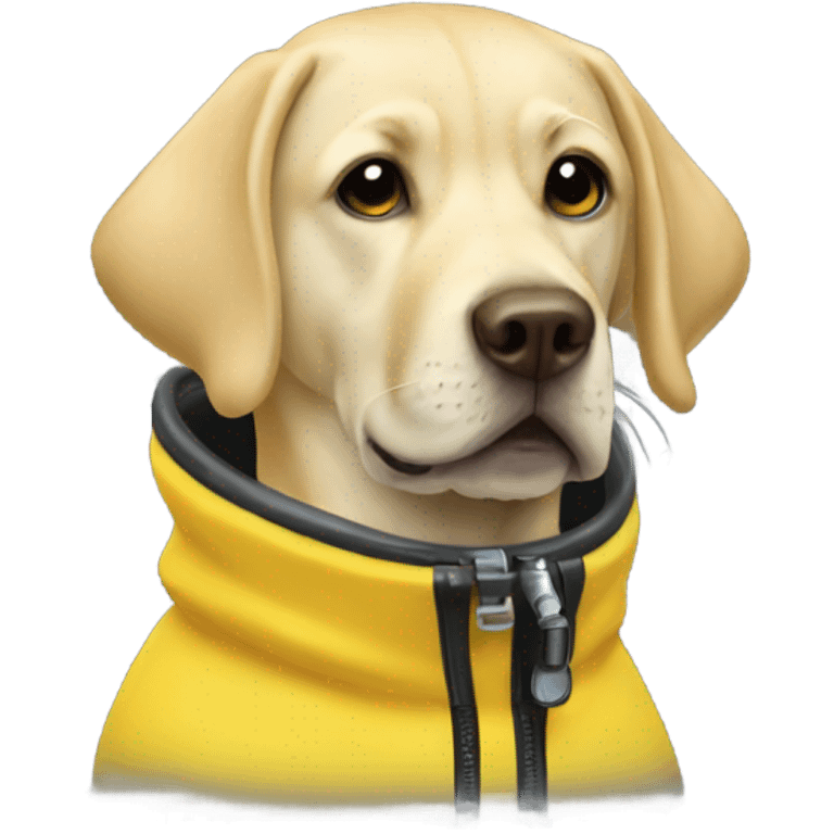 yellow lab dog wearing a scuba suit emoji