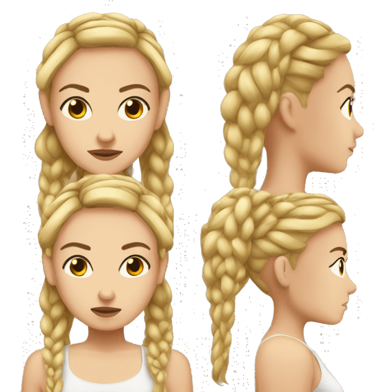 Mean blonde girl with brunette braids emoji