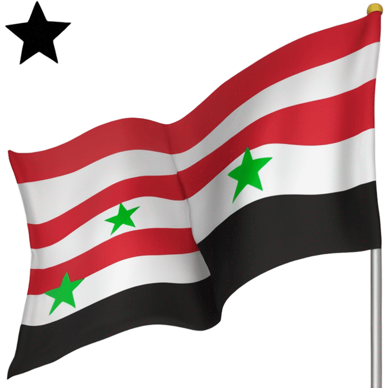 Drapeau Syrie libre avec du vert en haut au milieu du balanc avec 3 étoiles en rouge et en bas du noir  emoji