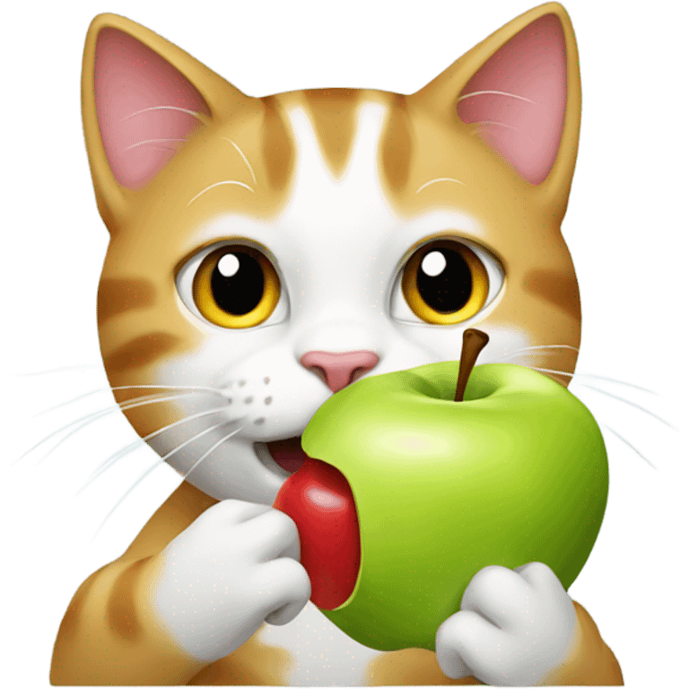 Cat eating an apple emoji