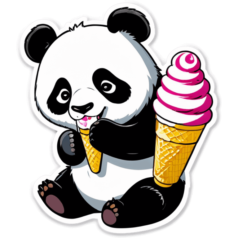 Panda eating ice cream emoji