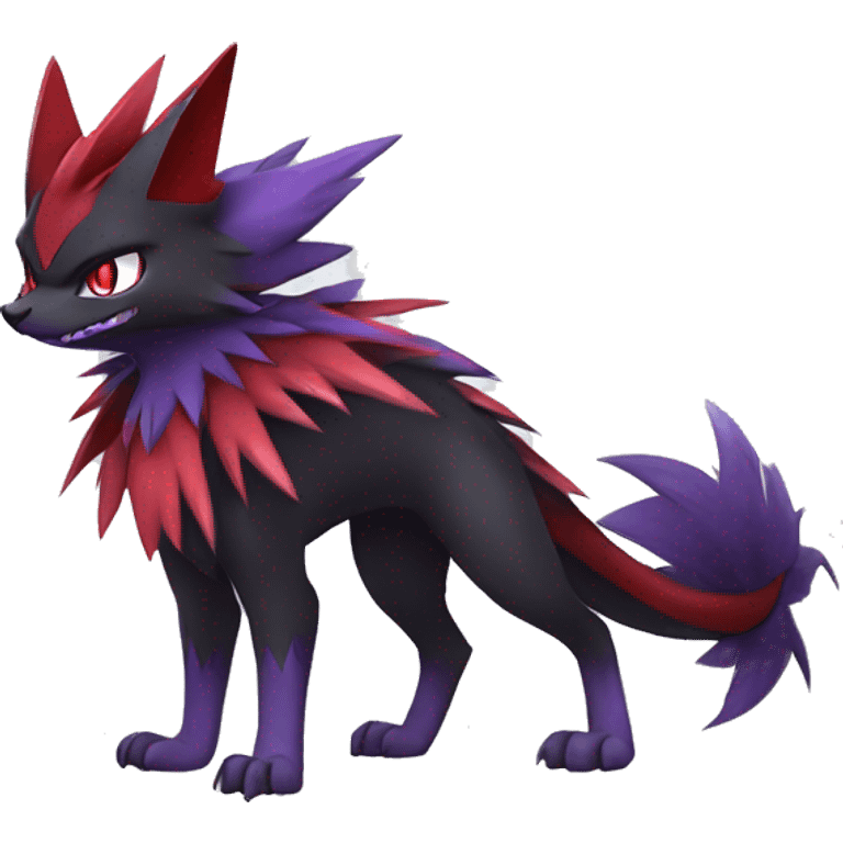  Black Red Purple Kawaii Cool Anime Nargacuga-Noivern-Noibat-Litten-Zorua-Zoroark-Fakemon-fusion full body emoji