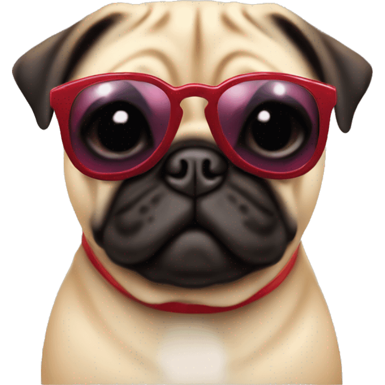 Cherry sunglasses on fun pug emoji