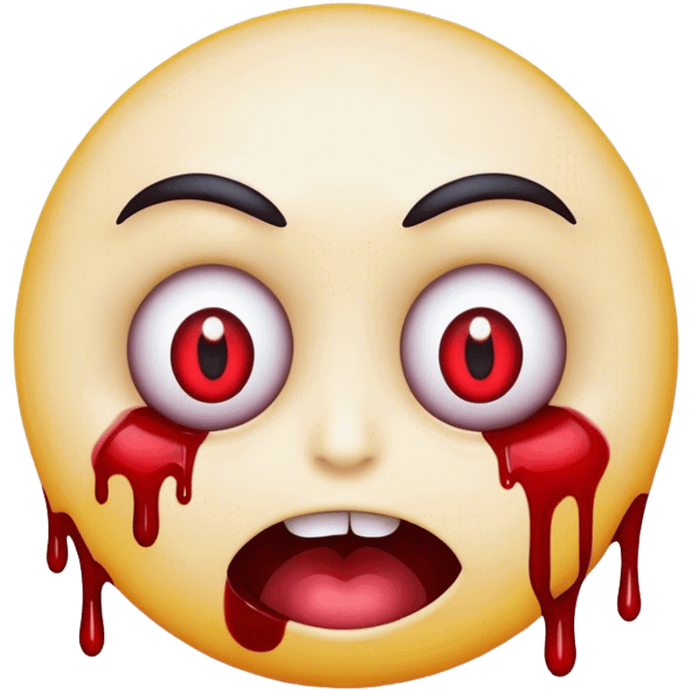 Crazy eyed emoji with blood emoji