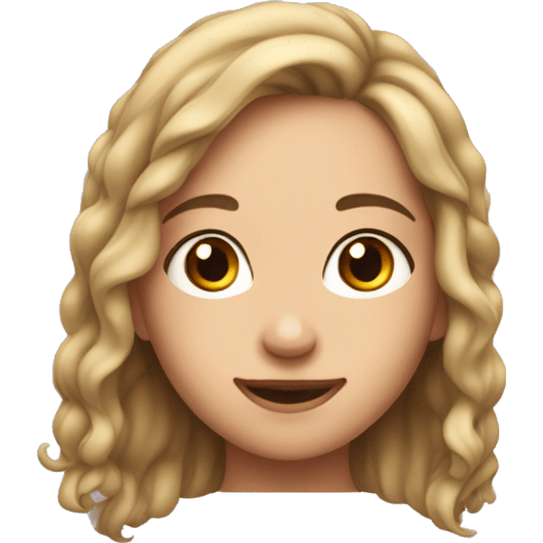 Girl with open hair parted in the middle with dimples and fair skin  emoji