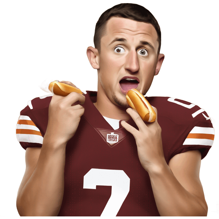 Johnny Manziel eating a hotdog  emoji