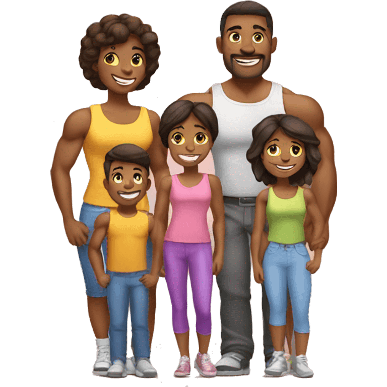 happy muscular family emoji