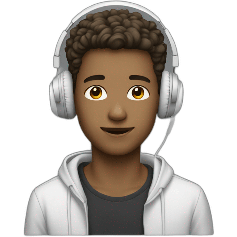 young guy white headphones emoji