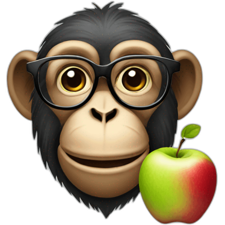 Monkey with glasses with apple emoji