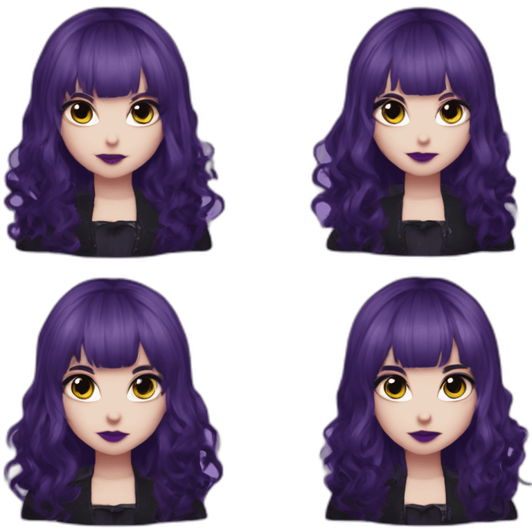 Elissabat -with bangs -long-hair-dark-plumpurple-and-black-vampire-goth-makeup-pinkeyes-romanticgothcloses emoji