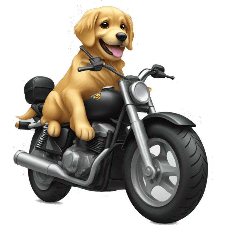 Golden retriever riding a motorcycle  emoji