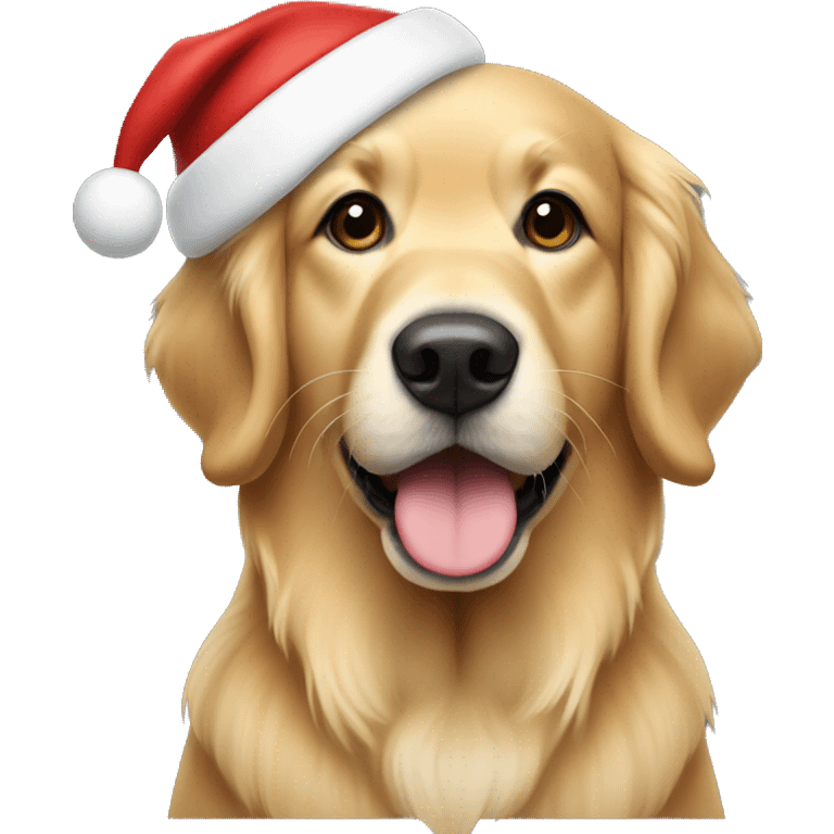 Golden retriever in a santa hat  emoji