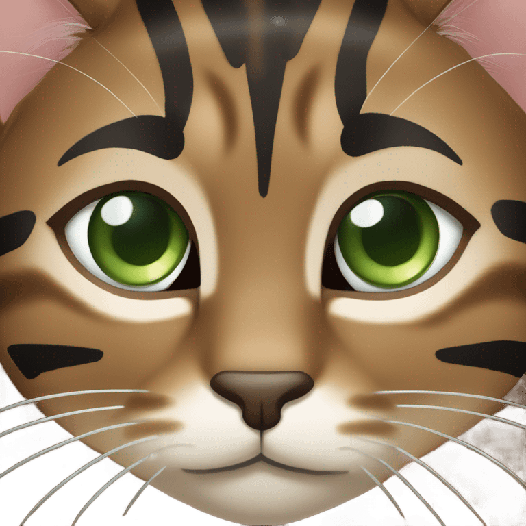 brown tabby cat with green eyes emoji