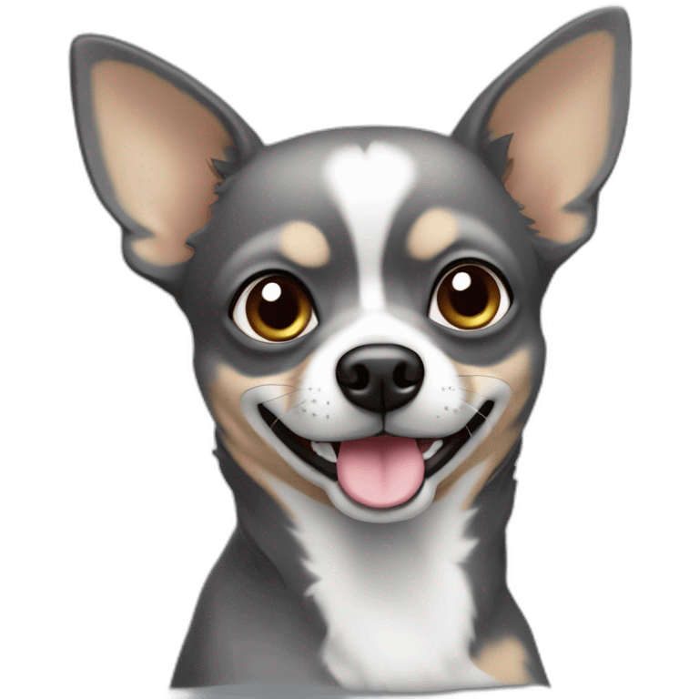 Chien de type chihuaha de 9 ans couleur gris très voncée visage emoji