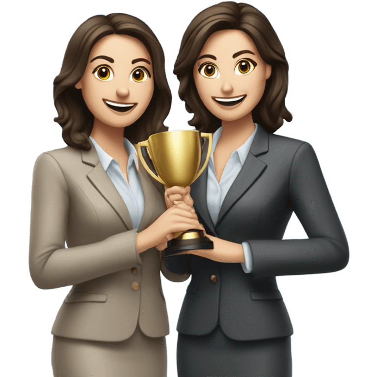 businesswoman duo brunette girls celebrating emoji