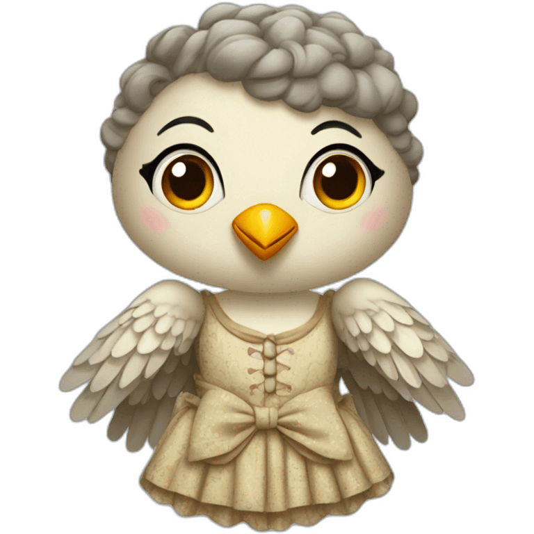 Cuckoo bird wearing a vintage dress emoji