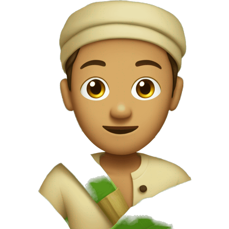 circular brown dough cook in banana leaves emoji