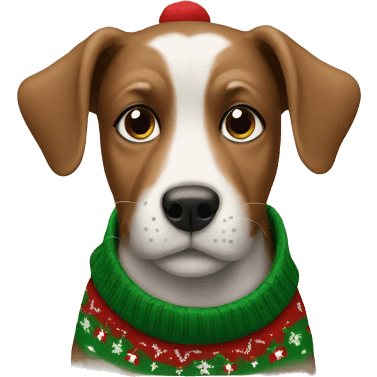 Dog wearing Christmas sweater emoji