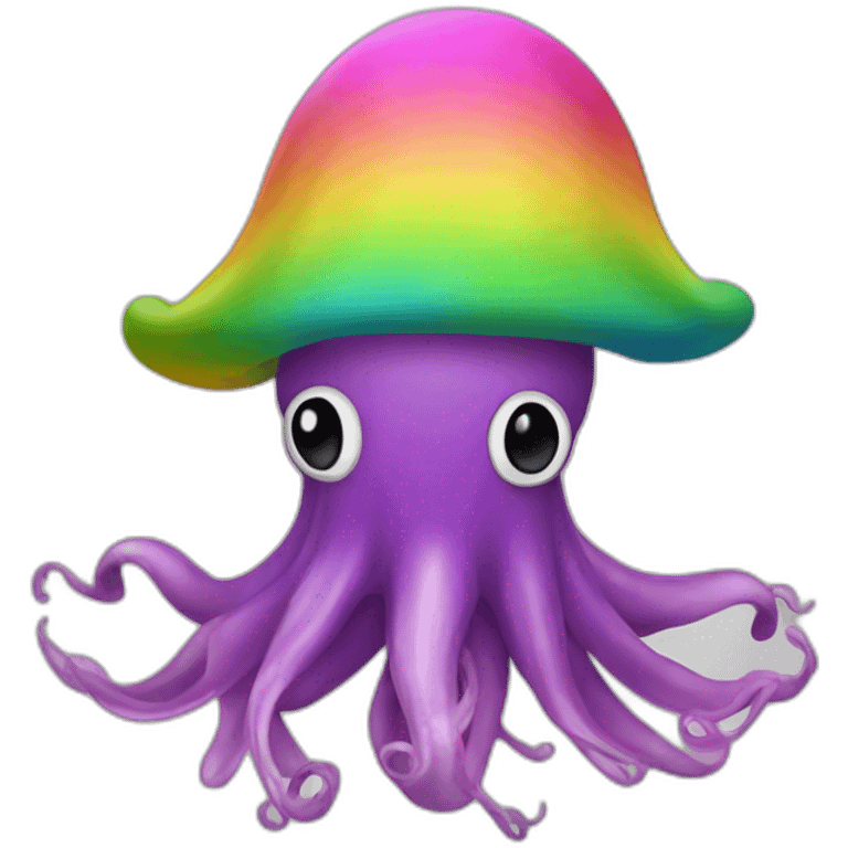 Pride coloured squid hat emoji