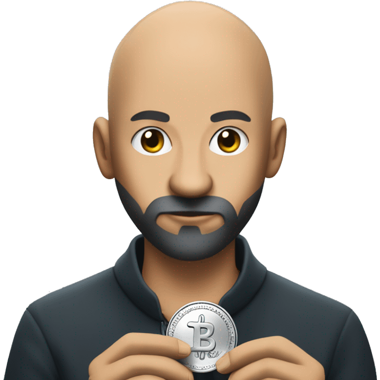  Bald guy with a shadow beard holding XRP coin logo emoji