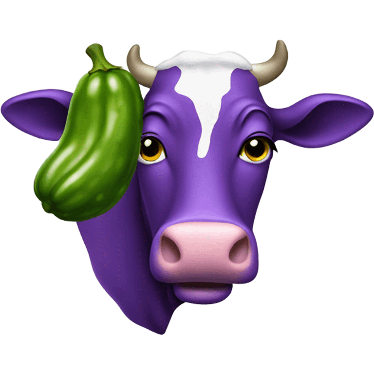 Purple cow eating pickle emoji