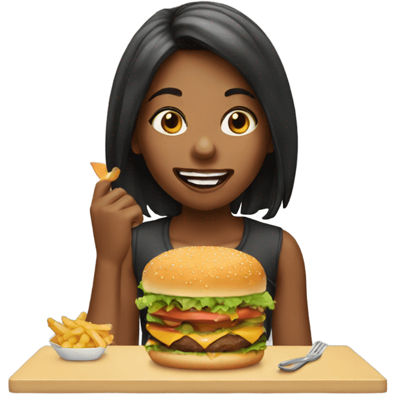 Girl eating a burger emoji