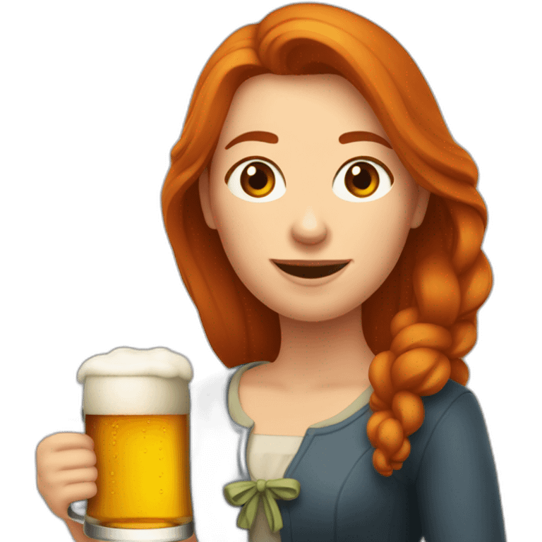 Une femme rousse qui boit de la bière emoji