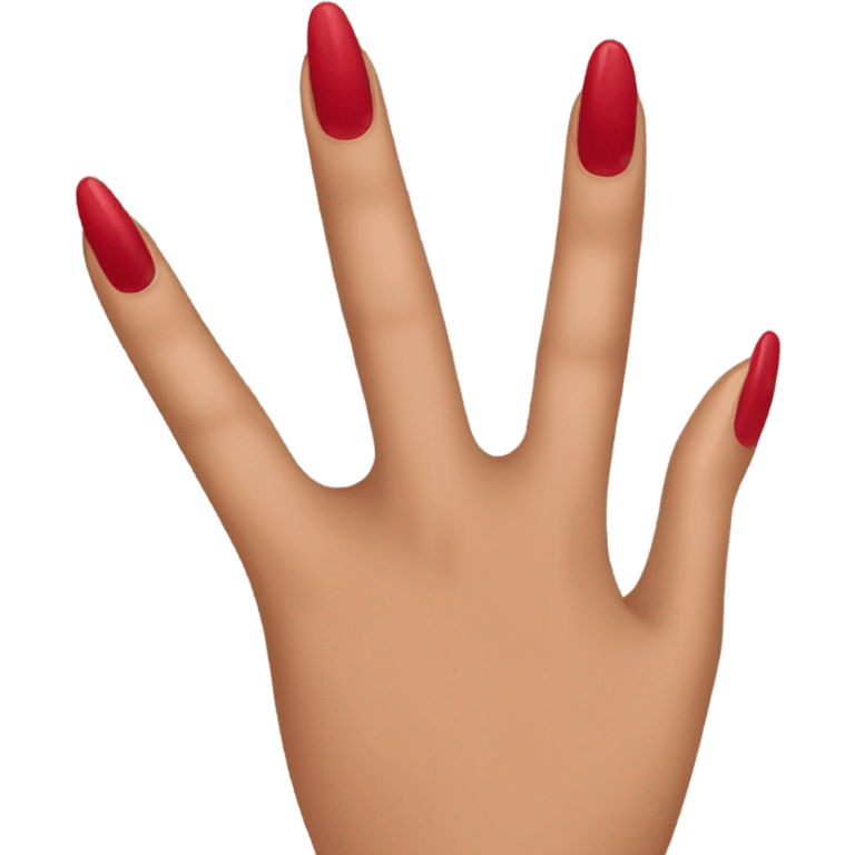 Long red  nails on medium skin ton emoji