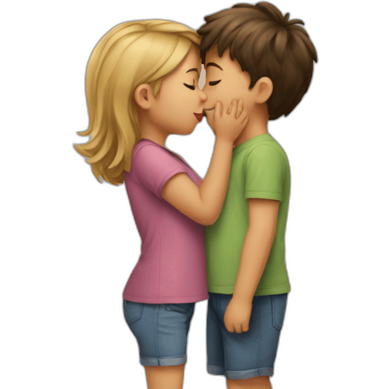 Kids kissing emoji