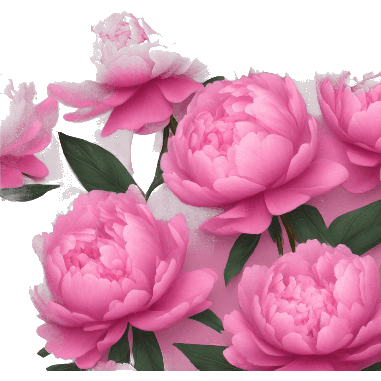 A cluster of blooming pink peonies tied with a satin ribbon in matching tones emoji