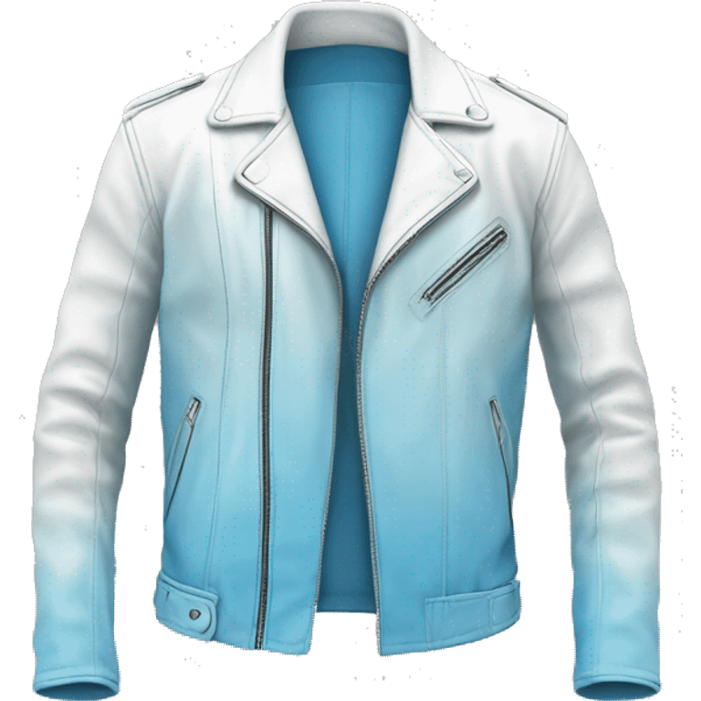 Realistic side view of a light blue to white ombre leather jacket isolated.  emoji