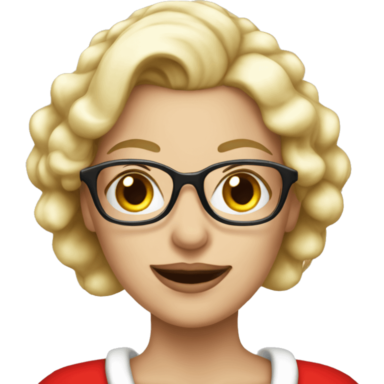 Beautiful blond Mrs clause wearing glasses emoji