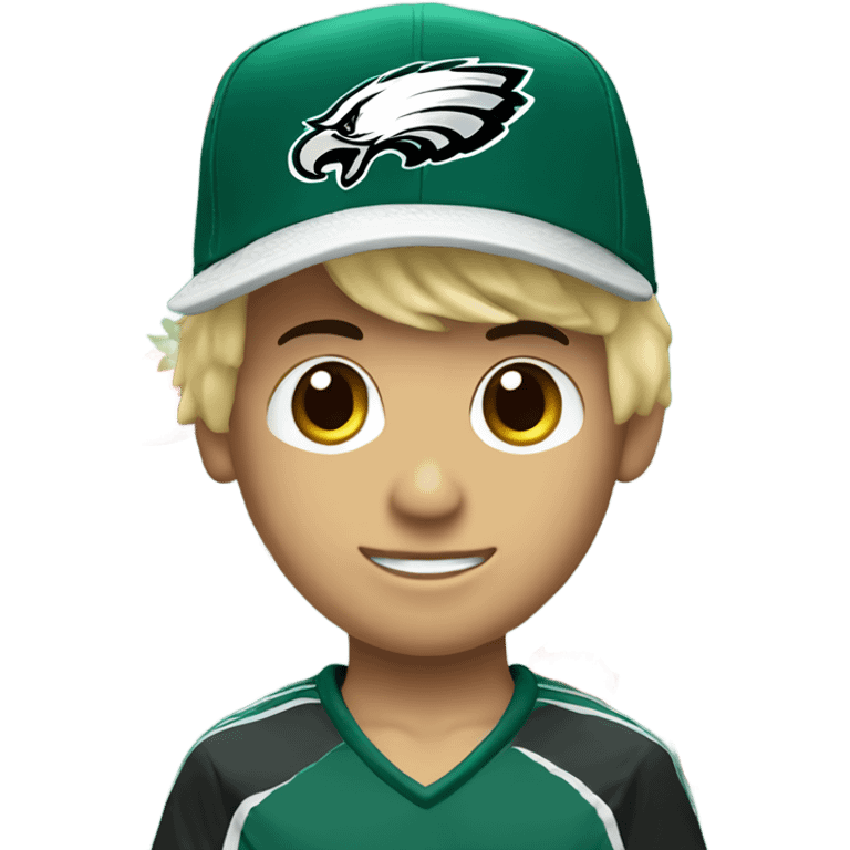 Make a blond boy with a Philadelphia eagles hat and he’s holding a strawberry emoji