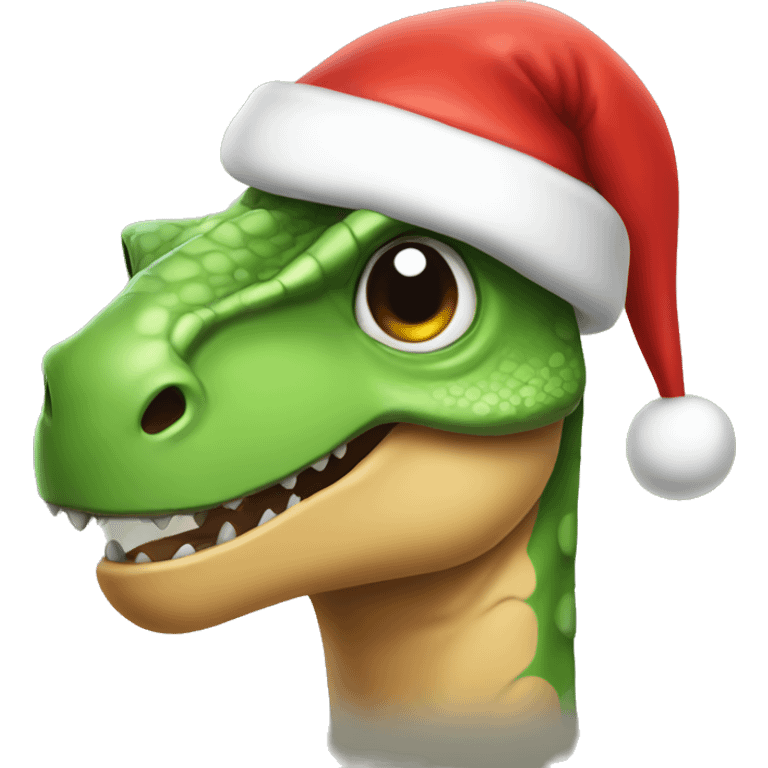 Dinosaur wearing Santa hat emoji