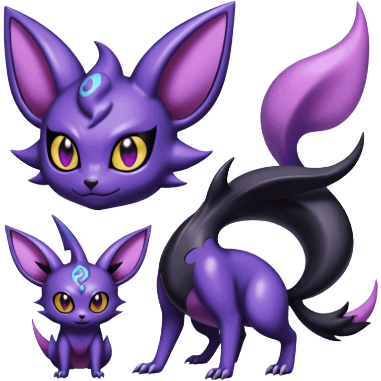 Shiny Dark Noibat-Espeon-Haunter-Umbreon-Nidorino-fusion-hybrid full body emoji