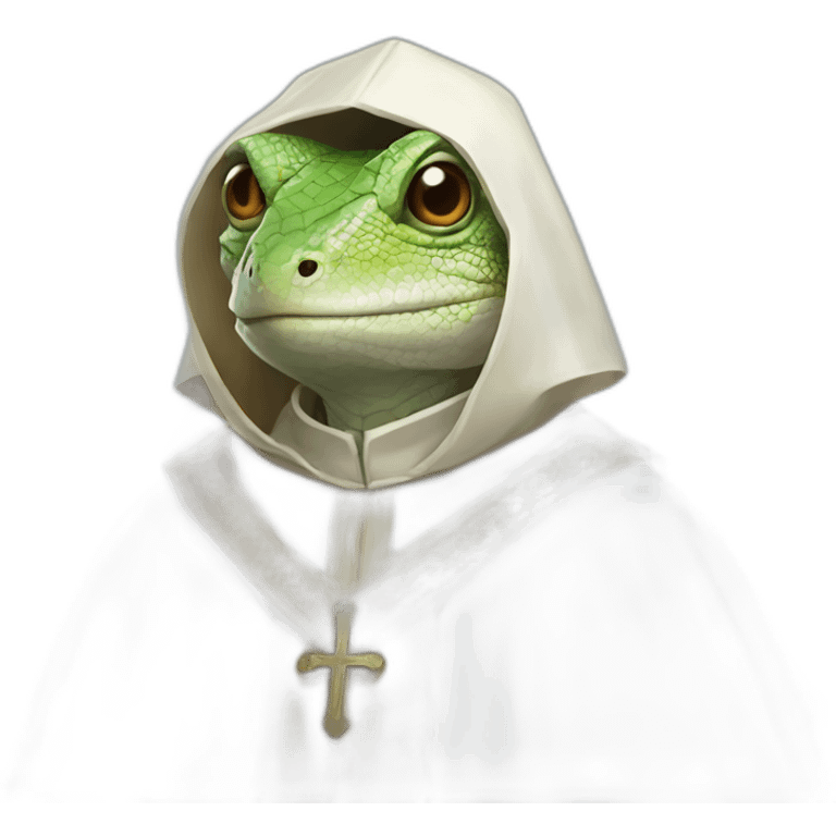 Lizard wearing zucchetto and pope robe emoji