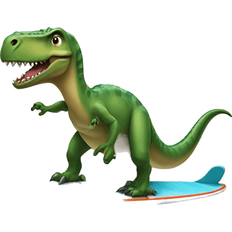 Dino on surfboard emoji