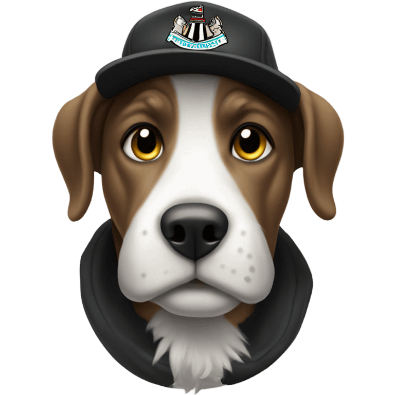 Dog wearing a Newcastle united hat emoji